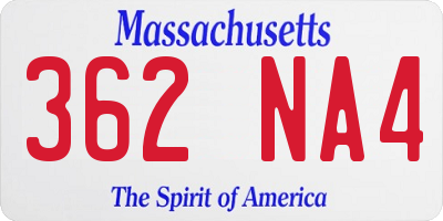 MA license plate 362NA4