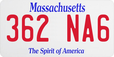 MA license plate 362NA6