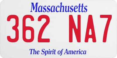 MA license plate 362NA7