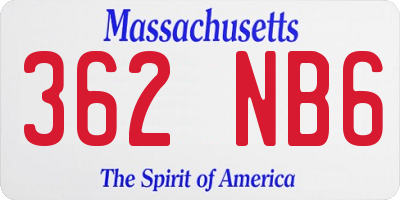 MA license plate 362NB6