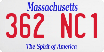 MA license plate 362NC1