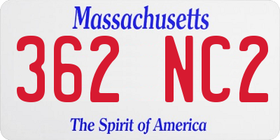MA license plate 362NC2