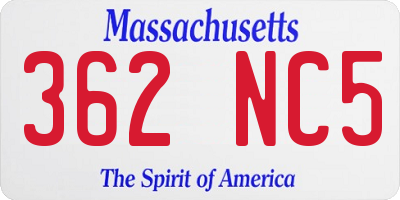 MA license plate 362NC5