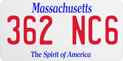 MA license plate 362NC6