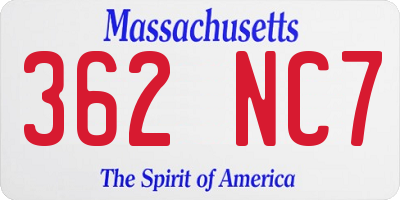 MA license plate 362NC7