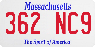 MA license plate 362NC9