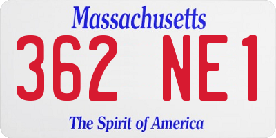 MA license plate 362NE1