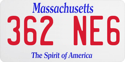 MA license plate 362NE6