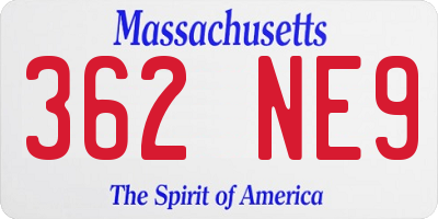 MA license plate 362NE9
