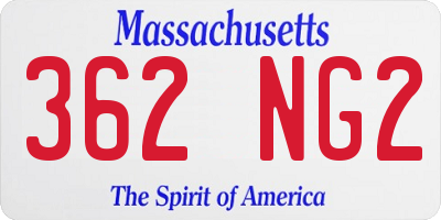 MA license plate 362NG2