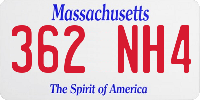 MA license plate 362NH4