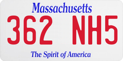 MA license plate 362NH5