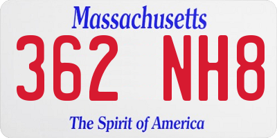 MA license plate 362NH8