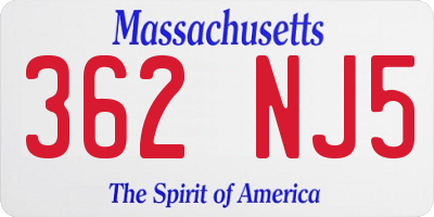 MA license plate 362NJ5