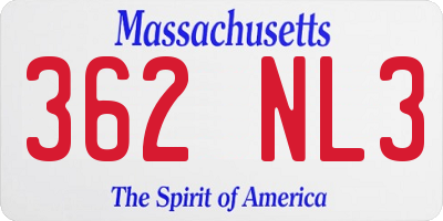 MA license plate 362NL3