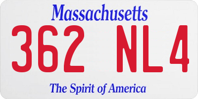 MA license plate 362NL4