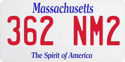 MA license plate 362NM2