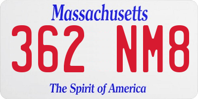 MA license plate 362NM8