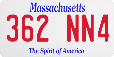 MA license plate 362NN4