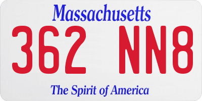 MA license plate 362NN8