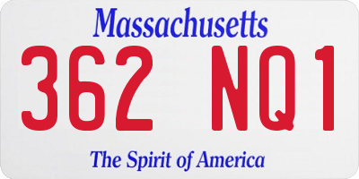 MA license plate 362NQ1
