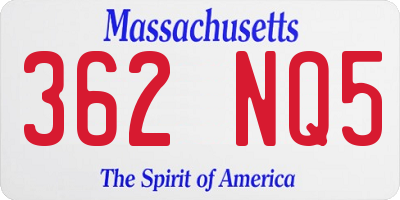 MA license plate 362NQ5
