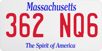 MA license plate 362NQ6