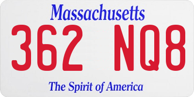 MA license plate 362NQ8