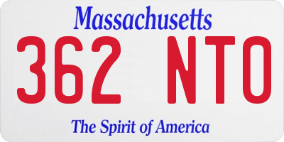 MA license plate 362NT0