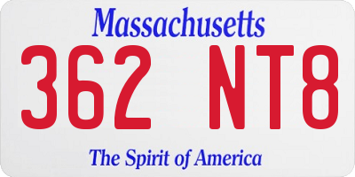 MA license plate 362NT8