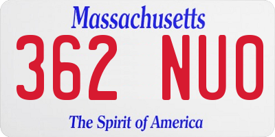 MA license plate 362NU0