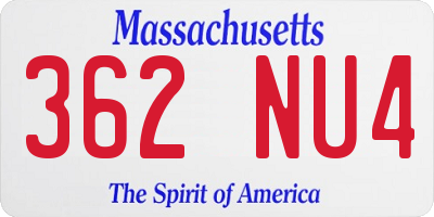 MA license plate 362NU4