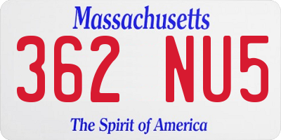 MA license plate 362NU5