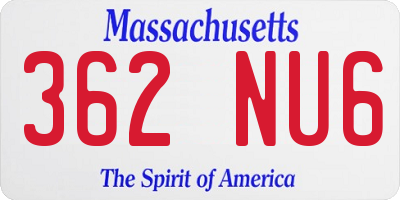 MA license plate 362NU6