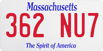 MA license plate 362NU7
