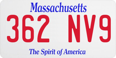 MA license plate 362NV9