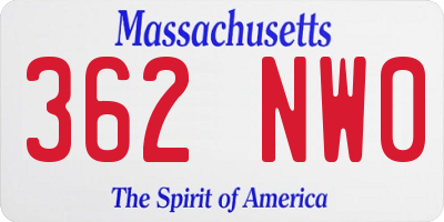 MA license plate 362NW0