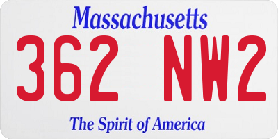 MA license plate 362NW2