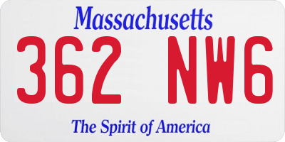 MA license plate 362NW6