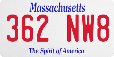 MA license plate 362NW8