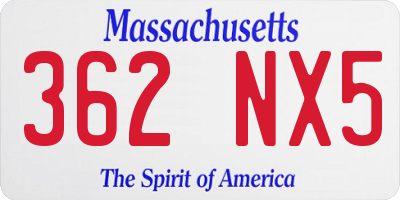 MA license plate 362NX5