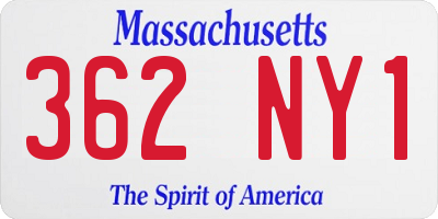 MA license plate 362NY1