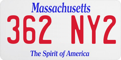 MA license plate 362NY2