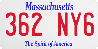 MA license plate 362NY6