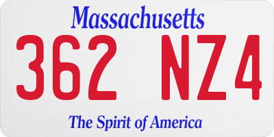 MA license plate 362NZ4