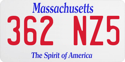 MA license plate 362NZ5