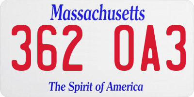 MA license plate 362OA3