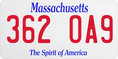 MA license plate 362OA9
