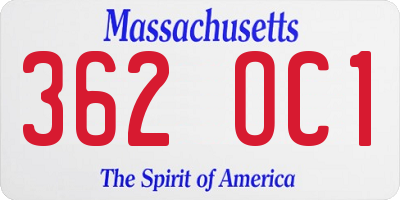 MA license plate 362OC1