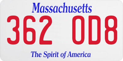 MA license plate 362OD8
